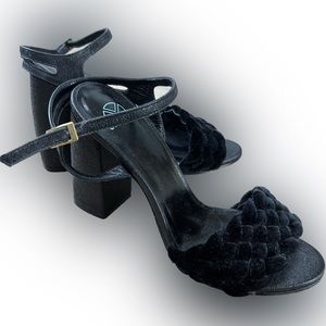 Dee Keller Heels Women’s Eur size 40 Black Open Toe Platform Wrap Ankle Italian